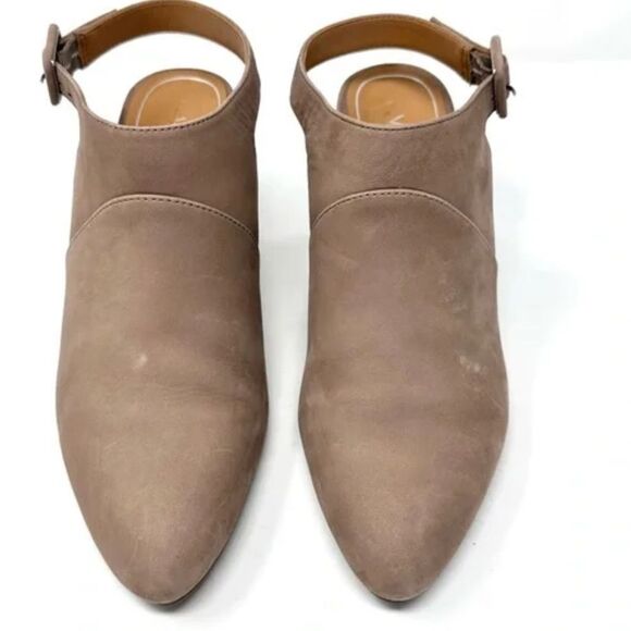 VIONIC Roseville Brea Tan Leather Pointy Toe Block Heel Open Back Shoes Size 7.5 - Picture 2 of 5